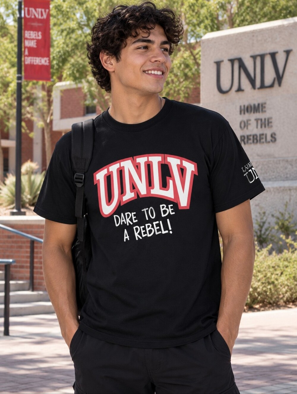 Jerzees Black UNLV Graphic Tee T-Shirt Medium Dri-Power Las Vegas #4